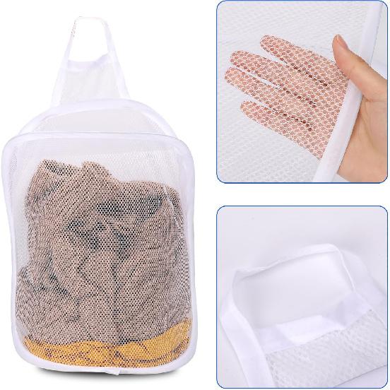 Mozeat Lens Space-Saving Hanging Laundry Hamper, White, Polyester, Portable, Hangable, Foldable