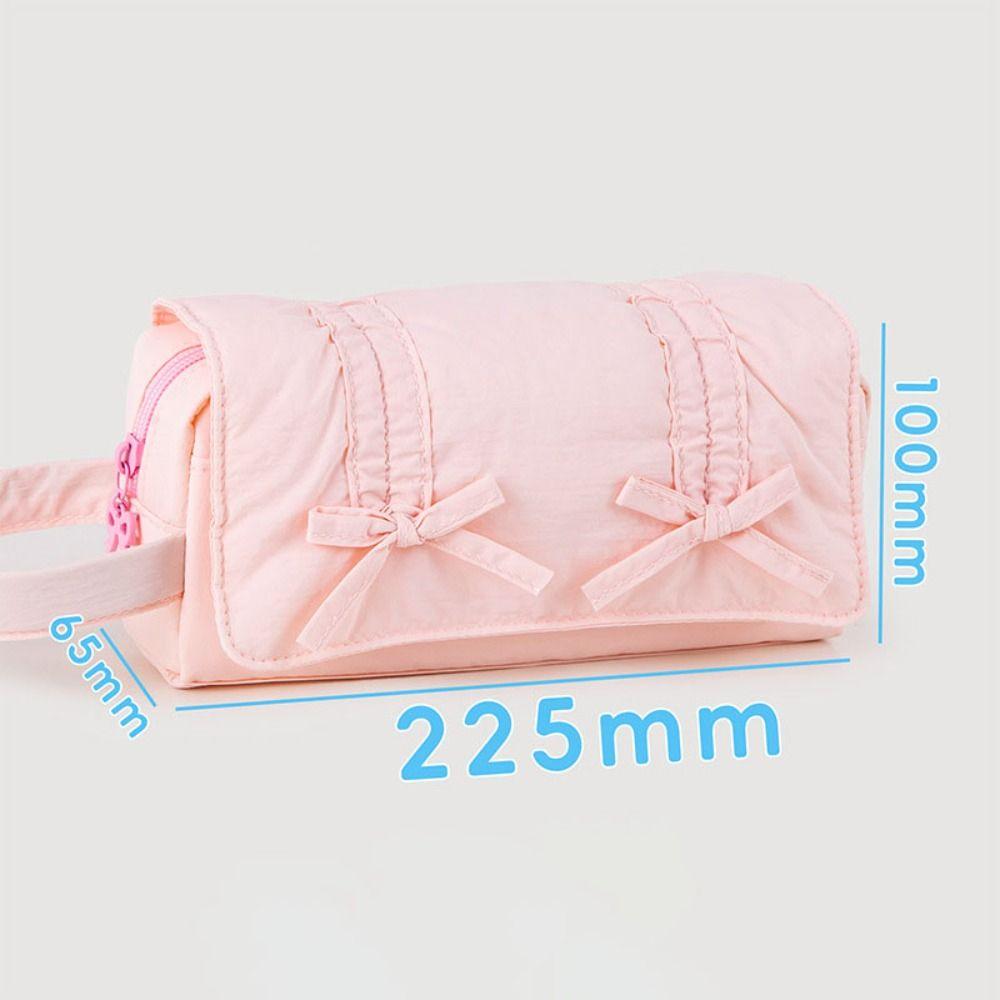 Bow Pencil Pouch Three Layers Stationery Storage Bag Save Space Pencil Case  School