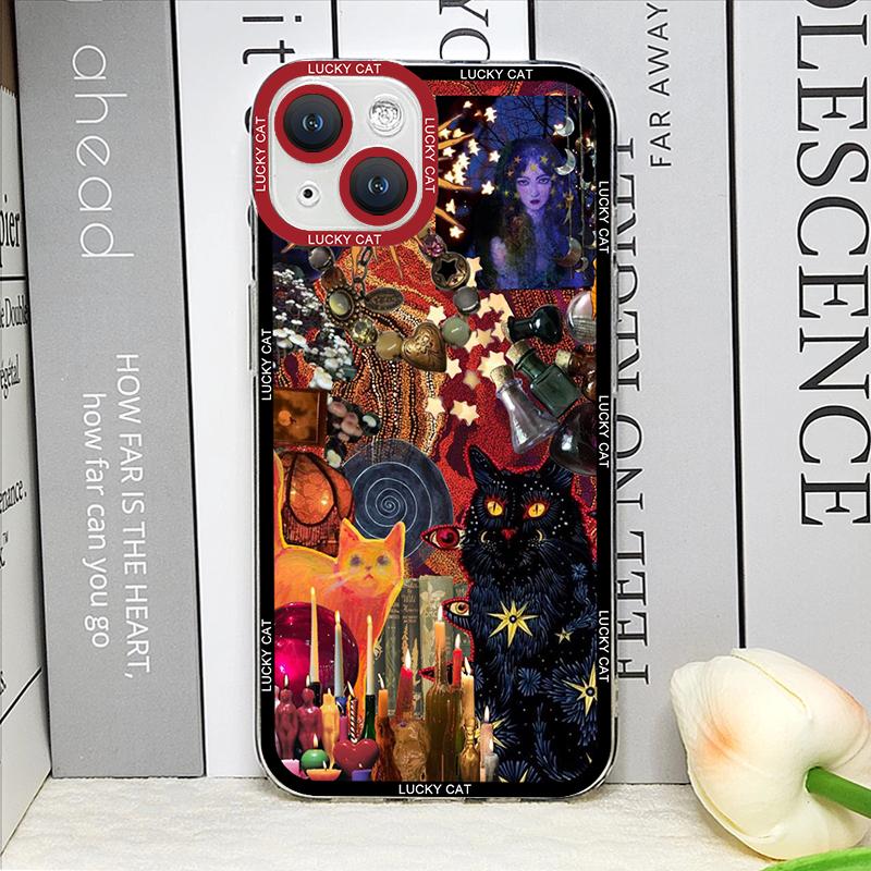 Abstract Art Cat Phone Case for IPhone 16 15 14 13 12 11 Pro Max 12 13 Mini XS X XR 16 15 14 7 8 Plus SE2 Shockproof Soft Covers