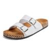 Birkenstock Unisex Cork Leather Double-Buckle Flip Flops: Retro, Thick-Soled, Outdoor Half-Slippers for Men and Women