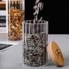 Clear Glass Storage Jar Candy Jar with Lid Creative Copper Ring Dried Fruit Snack Striped Glass Bottle Kitchen Storage Container
