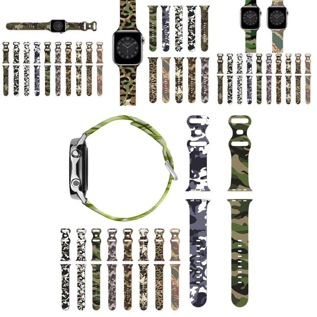 Camouflage Camo Armband für Apple Iwatch 7 6 Se 5 4 3 2 1 Band Stoßfest und Leicht