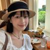 Japanese Hepburn Style Flat Top Straw Hat Female Summer Small Fresh Sun Hat Travel Shopping Sun Protection Sun Hat Show Small Face