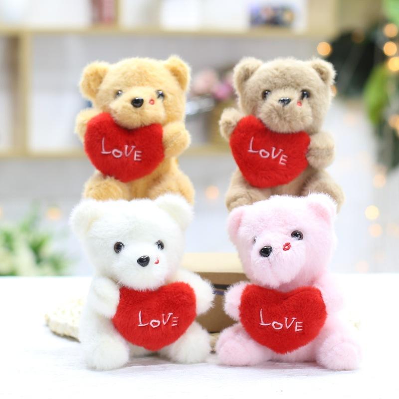 Flower Bear Pendant Cute Ribbon Bear Plush Toy Doll Bag Hanging Doll Keychain Doll