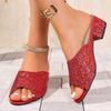 FashionWomen Slippers 2025 New Summer Fashion Sequin Cool Shoes Women Outer Wear Thick Heel Sandals Ladies Slippers De Mujer