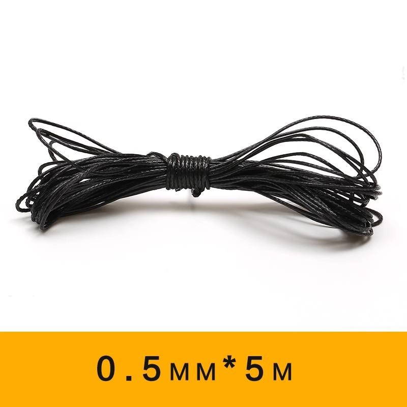 Черная тайская вощеная веревка круглая ручной работы кожаная плотная вощеная веревка плетеная подвеска для украшения завязанная плоской веревкой материал для DIY 0.5mm*5m [round]