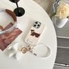 TPU Faux Leather Phone Case with Hand Strap & Puppy Pendant for iPhone 16 Pro Max, 15, & 14 Women's