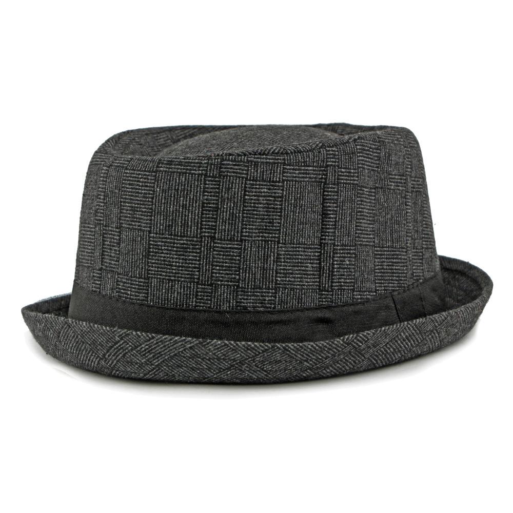 Осенне-зимняя шляпа Мужская британская ретро джазовая шляпа Котелок Классическая клетчатая шляпа чёрный