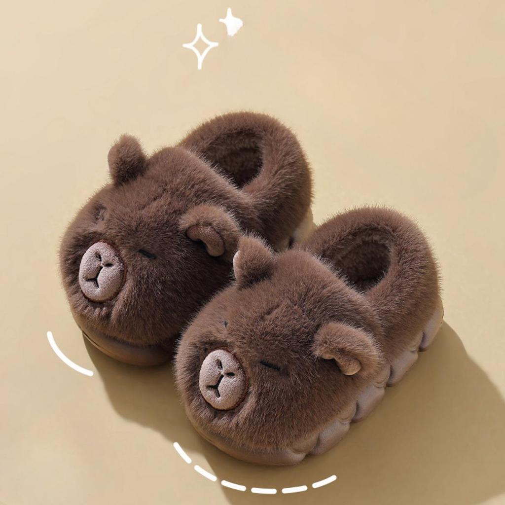 24/45 Size Winter Children's Cotton Slippers, Boys' and Girls' Bags with Warm and Plush Heels, Parent-child Children's Cotton Shoes
