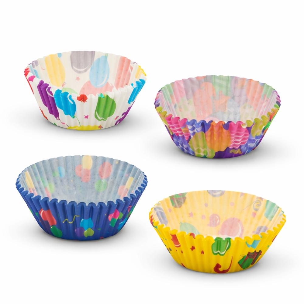 100 Pcs Party Balloon Paper Muffin Liners, 78x53x31mm, Cupcake Wrappers for Birthday and Party Baking Accessories