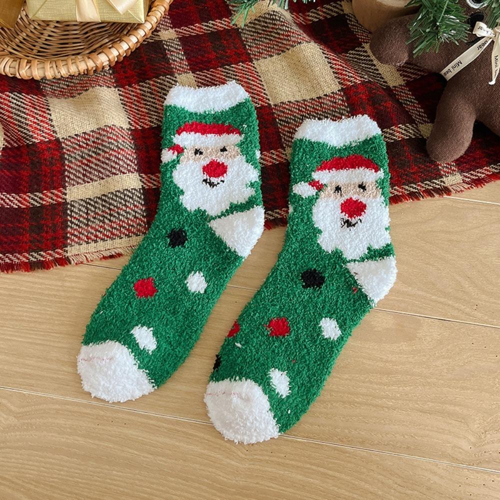 Cartoon Christmas Socks Santa Claus Women Hosiery Cute Floor Sleep Socks  Ladies