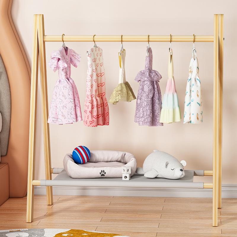 Pet floor hanger dog wardrobe solid wood puppy cat wardrobe coat rack dog hanger small clothes storage rack