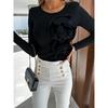 Long Sleeve Fitted Crew Neck Casual Shirt For Women