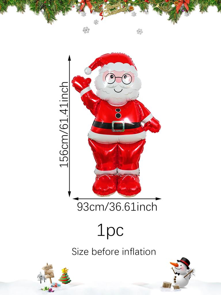 1pc 60-inch Standing Christmas Aluminum Foil Balloon, Suitable for Christmas Theme Parties, Snowman Theme Parties,birthday Party