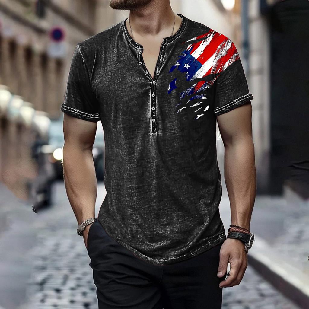 Men's Independence Day Printed Round-neck Short-sleeved T-shirt