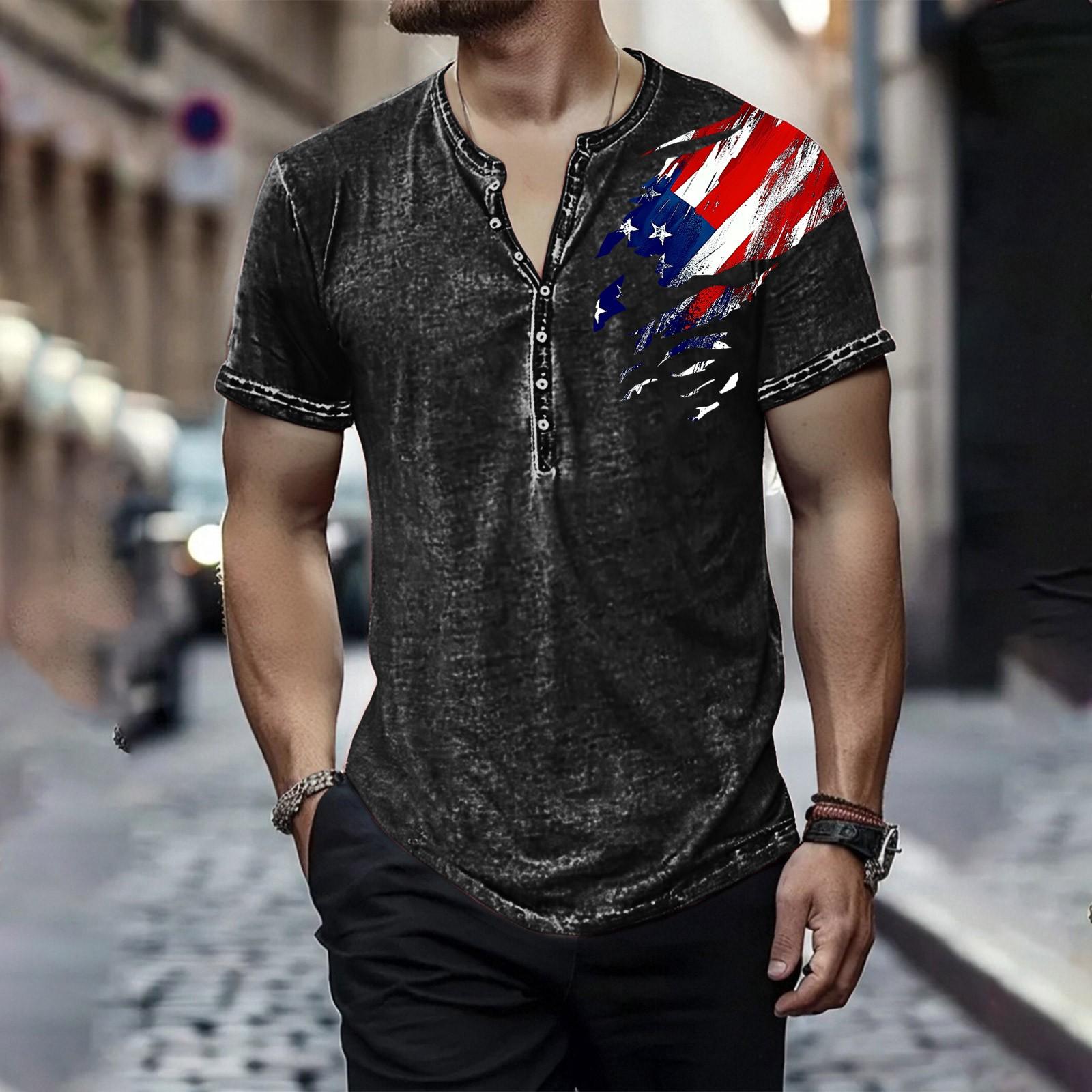 

Мужская футболка с круглым вырезом и короткими рукавами с принтом «День независимости» XXXL чёрный