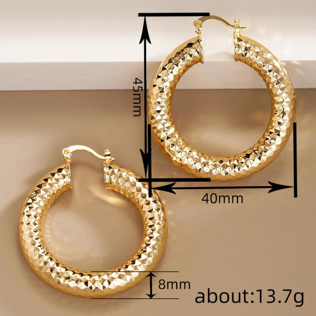 Hammered Textured Chunky Hoop Earrings for Women Sparkly Jewelry