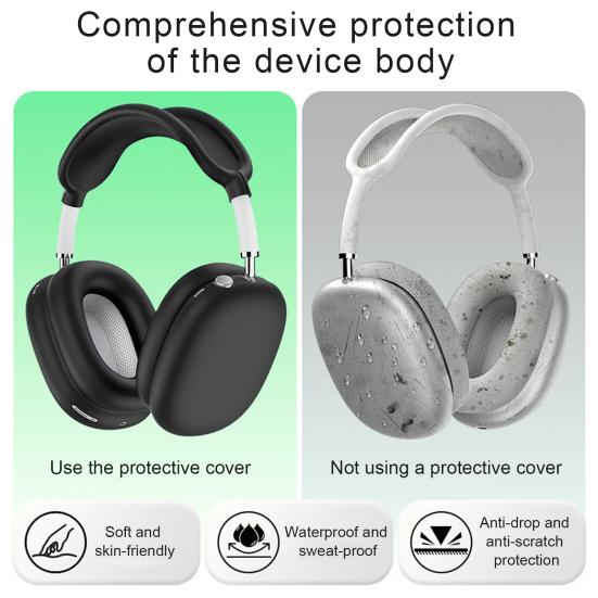 Kopfhörerhülle für AirPods Max Vollständige Schutzhülle Weiche Silikonhülle Kratzfest & Schweißbeständig Präzise Aussparungen Ohrpolster Kopfbügel Schutz