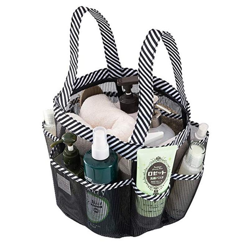

Mesh Shower Caddy Tote, Portable College Bathroom Tote, Quick Hold , 8 Basket Pockets and 2 Oxford Handles-Black чёрный