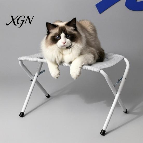 Cat Nail Trimming Sling Pet Grooming Table with Foldable Stand, Adjustable Strap, Hammock, 8-Hole Bathing Restraint Net Washing Station