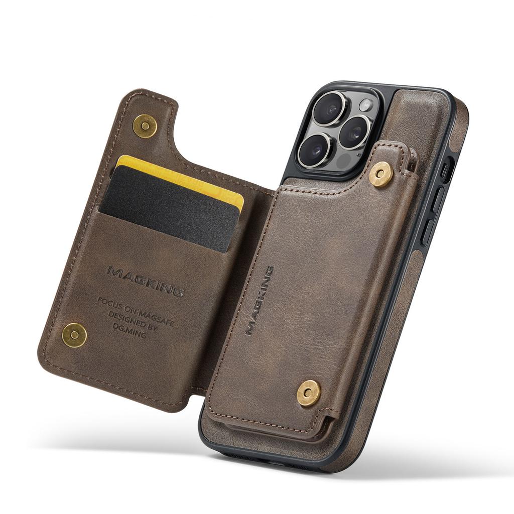 MAGKING K3 Series For iPhone 13 Pro Max Case Compatible with MagSafe Wallet PC+TPU+PU Phone Cover