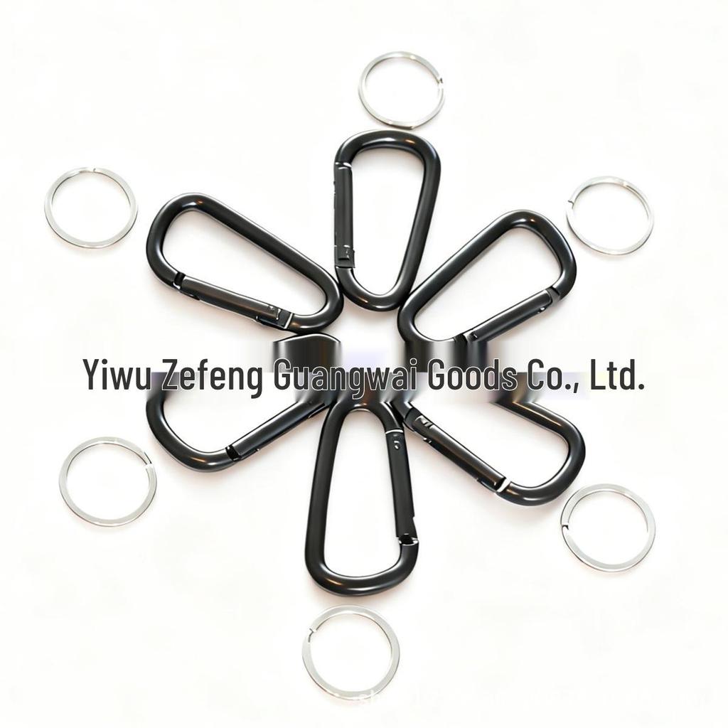Cross-Type Black Electrophoresis Climbing Buckle with 6D Thickened Hook Keychain Ornament