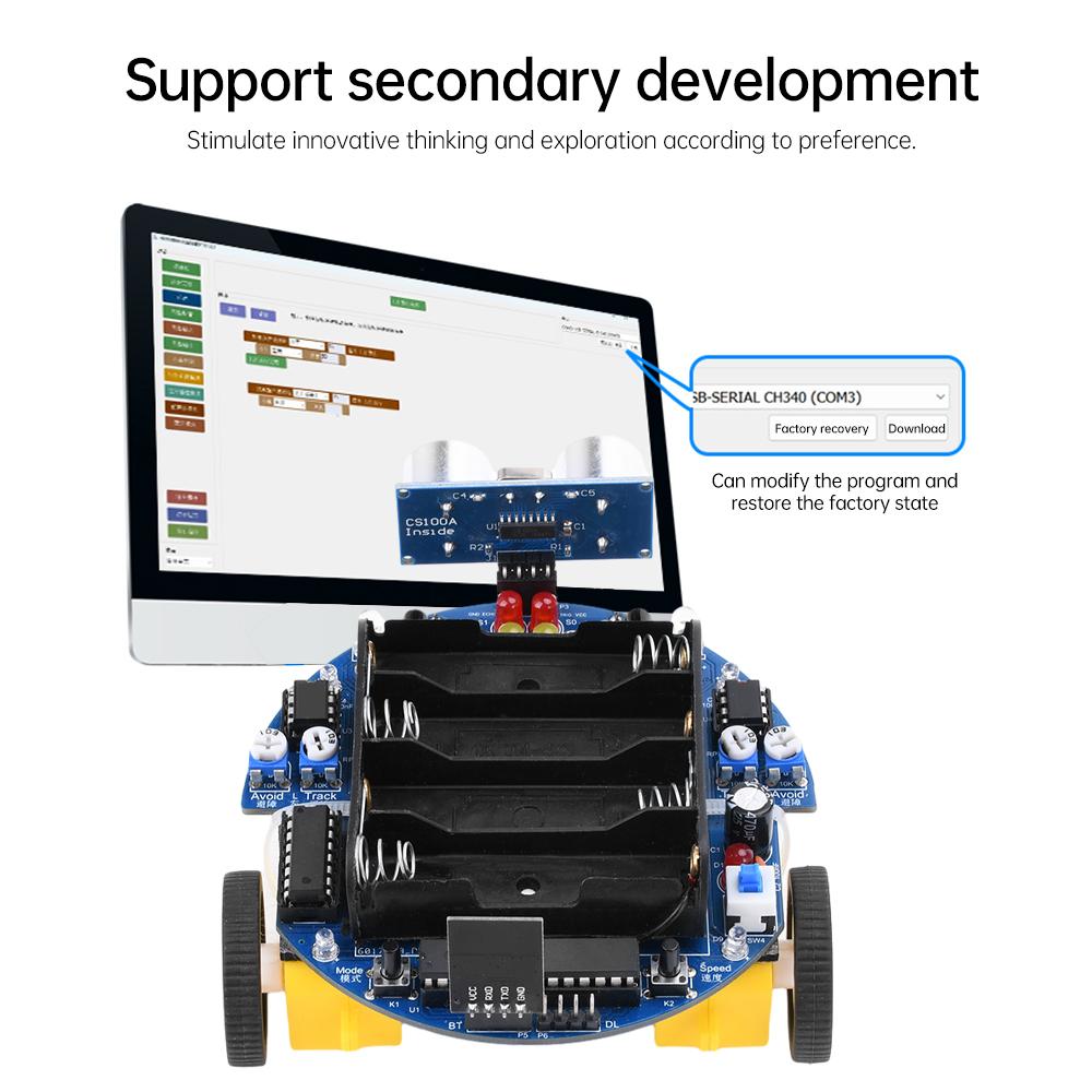 Multi BT Robot Car Kit Ultrasonic Obstacle Avoidance GraphicalRobot 51 Microcontroller Tracking Intelligent Car Diy Kit Parts