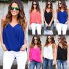 Summer Size Plus Women Blouse V Neck Sleeveless Sexy Tops Casual Blouse Shirt