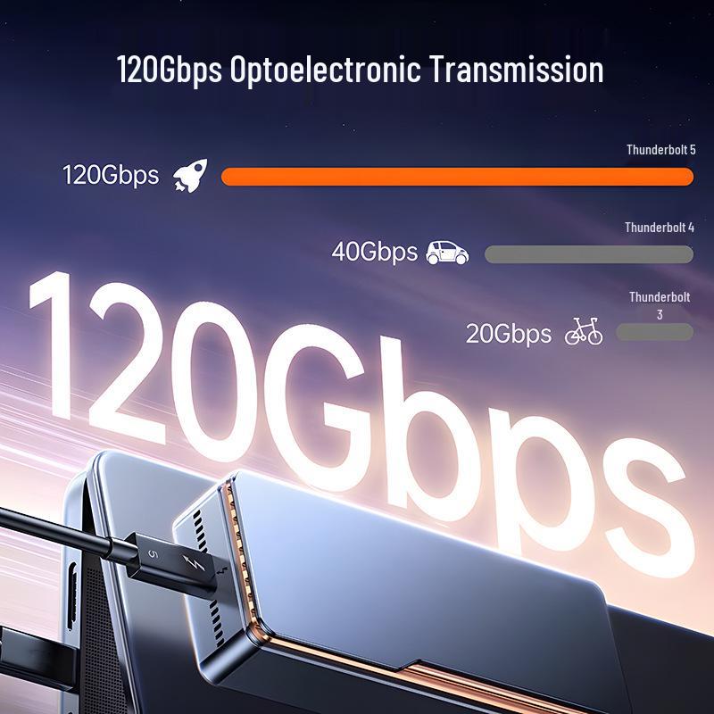 Thunderbolt 5 Dual Type-C Cable, PD240W Fast Charge, 80Gbps Data Transfer, 16K@60Hz Video.