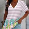 Butterfly Print Women Tshirt V Neck Short Sleeve Casual Loose Summer Tee Shirts