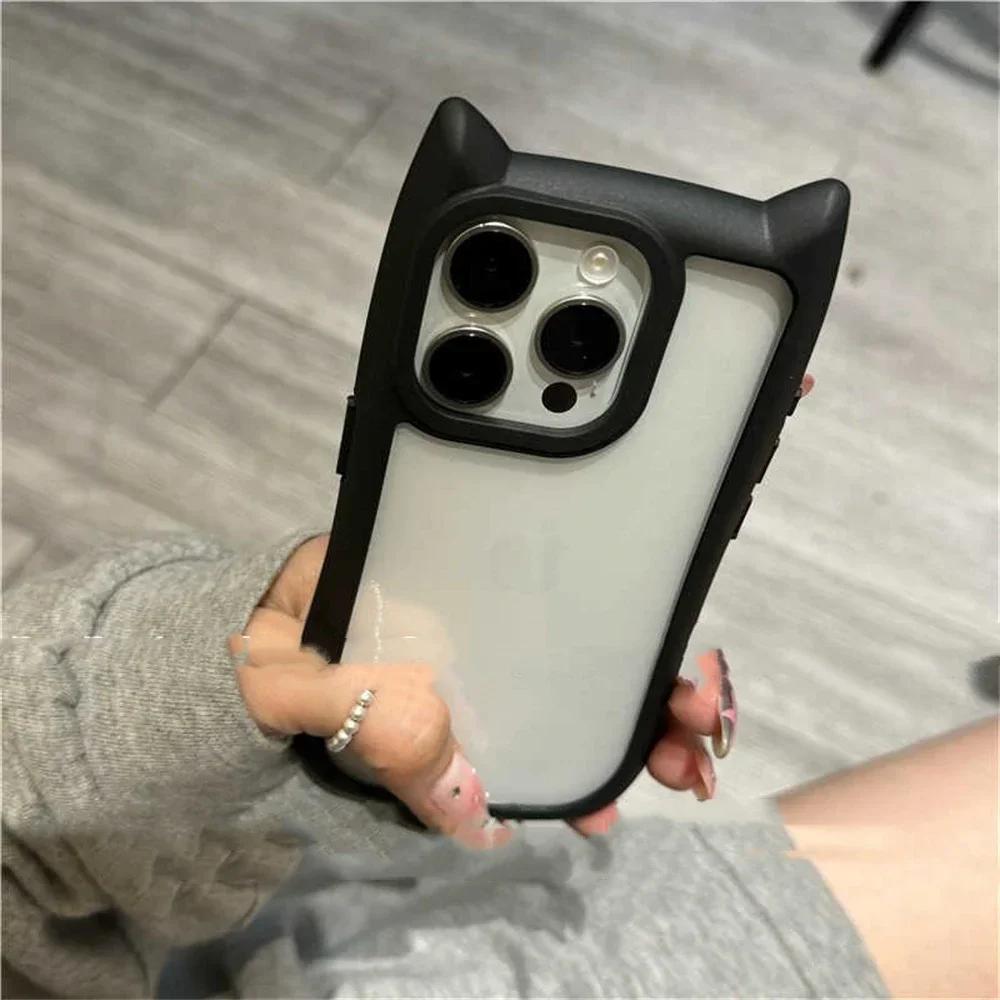 Lovely Animal Cute Cartoon Cat Ear Clear Phone Case for IPhone 15 14 13 12 Pro Max 11 IPhone13 IPones I15 Silicone Bumper Cover