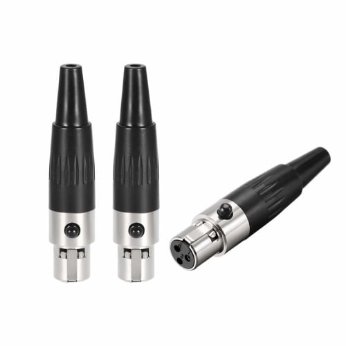 uxcell Mini 3-Pin XLR Female Connector Adapter, Microphone Plug, Mic Audio Socket, Zinc Alloy, Silver, Pack of 3