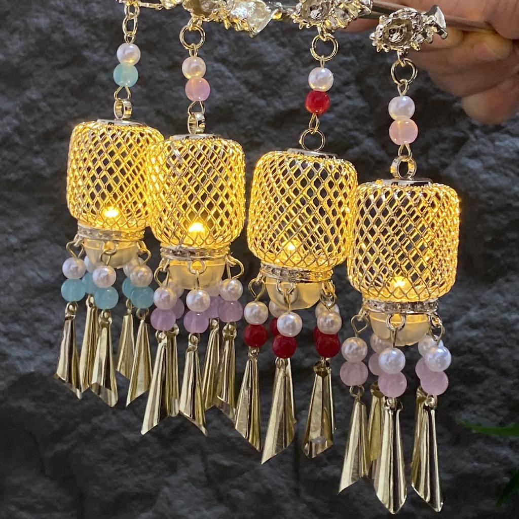 Fermacapelli Lanterna Luminosa di Alta Gamma per Gonne Hanfu - Popolare Accessorio Stile Paesaggistico
