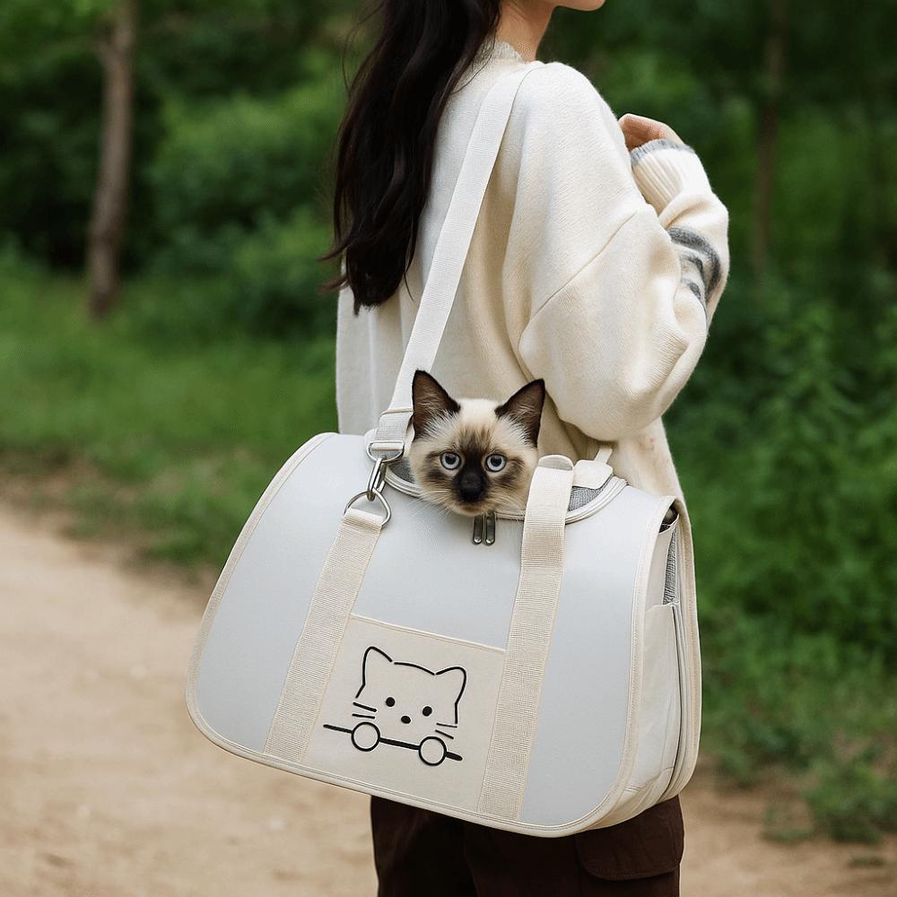 Breathable Pet Carrier Backpack Ventilated Cat Outing Crossbody Bag Travel Shoulder Bag  Travel