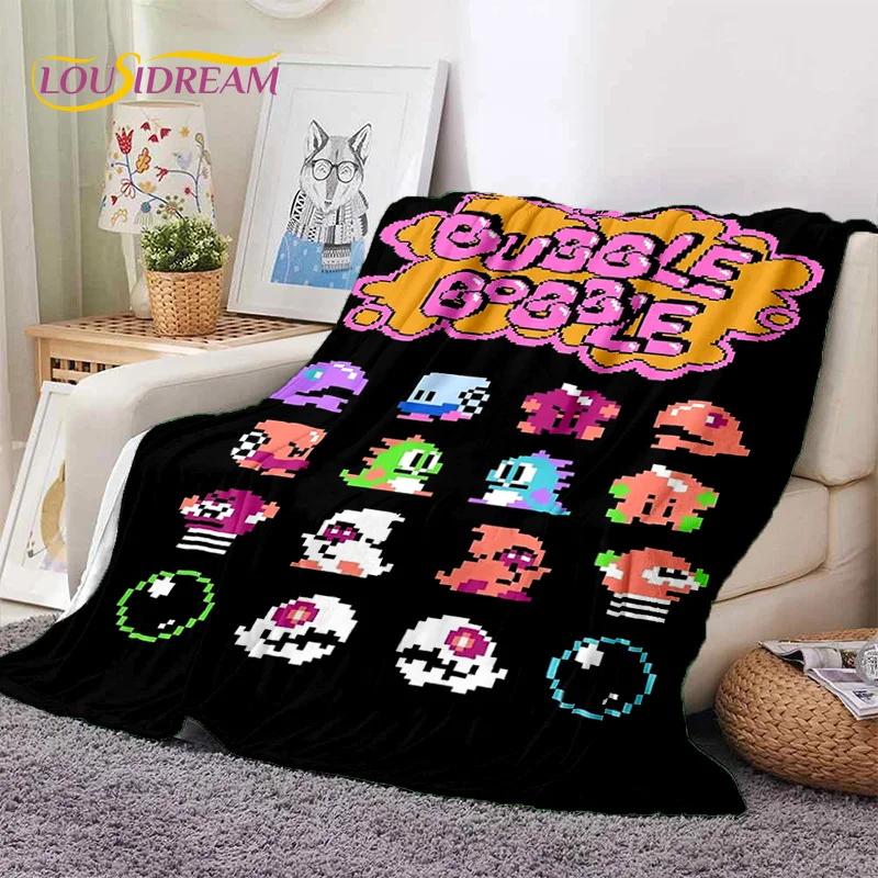 Cartoon Bubble Bobble Puzzle Bobble Retro Game Soft Flannel Blanket for Beds Bedroom Sofa Picnic,Throw Blanket Outdoors Leisure