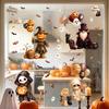 Decorative Glass Decals for Party 4Pcs Halloween Cartoon Window Clings, Pumpkin Ghost Scarecrow Stickers, Waterproof Murals Removable Home