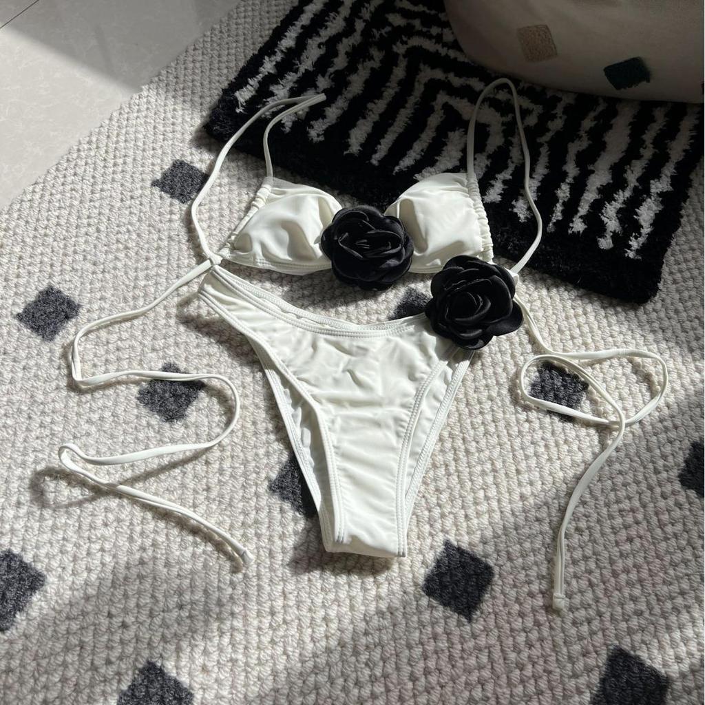 Conjunto de biquíni de flores Push Up Conjunto de biquíni Sexy Maiô para mulheres Traje de banho Feminino Biquini Sólido Traje de banho Moda praia