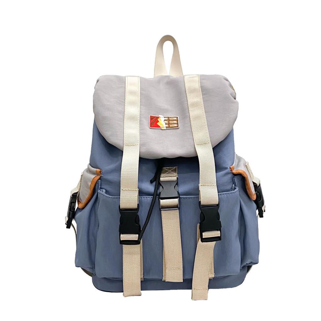 Fashionable Color-block Canvas Backpack For Kids Breathable Large Capacity