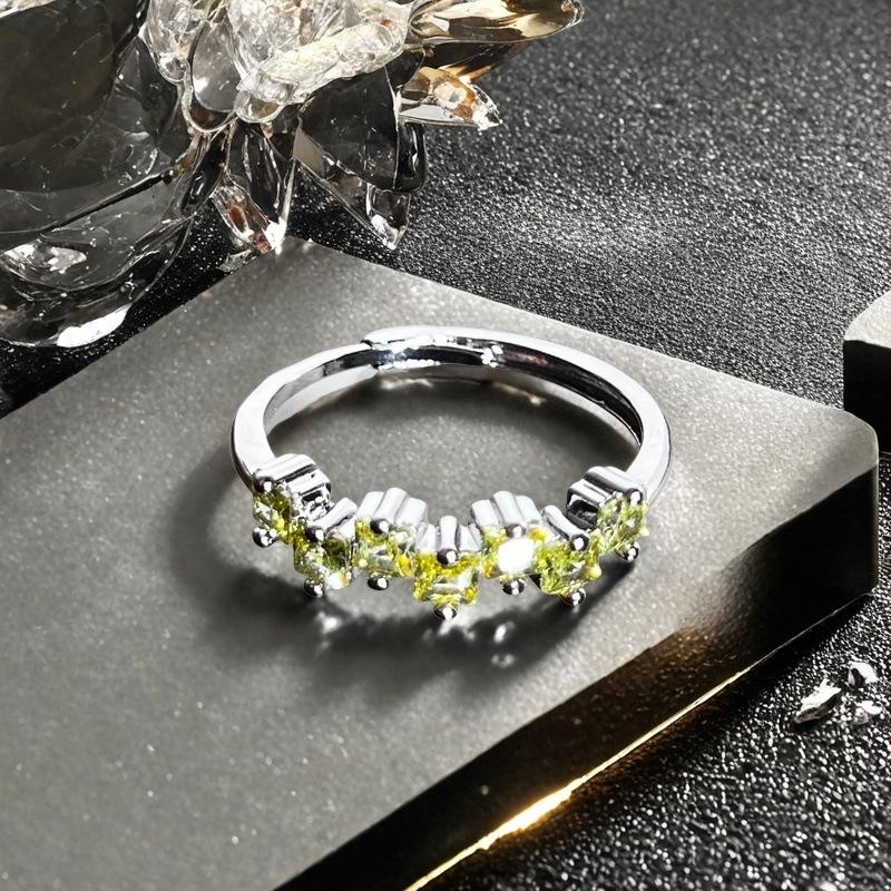 

[Three-Color Qihuan] Color Zir*****Pen Ring Super Flash Zirconium Light Luxury Exquisite Design Sense Niche Accessories Women Adjustable opening