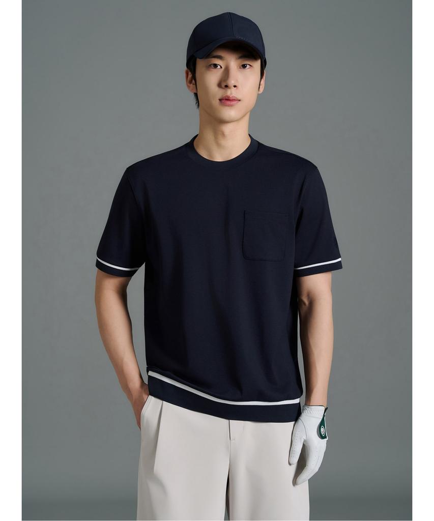 BEANPOLE GOLF Men'S Color-Blocked Round T-Shirt - Navy