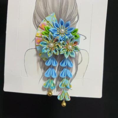 Japońskie Kimono Nakrycie Głowy Starożytny Styl Ręcznie Robiony Kwiatowy Klips do Włosów Tkanina Słodki Chwostek Kwiatowa Spinka do Włosów