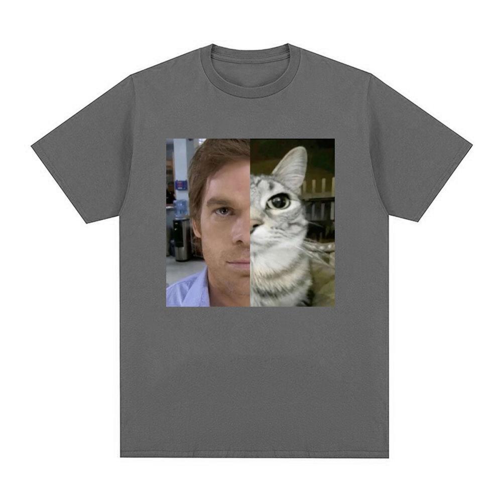 Dexter Morgan Funny Cat Meme T-shirts Cotton Short Sleeve O Neck T-shirt Unisex Streetwear Mens Clothes Harajuku Tee Shirt Tops