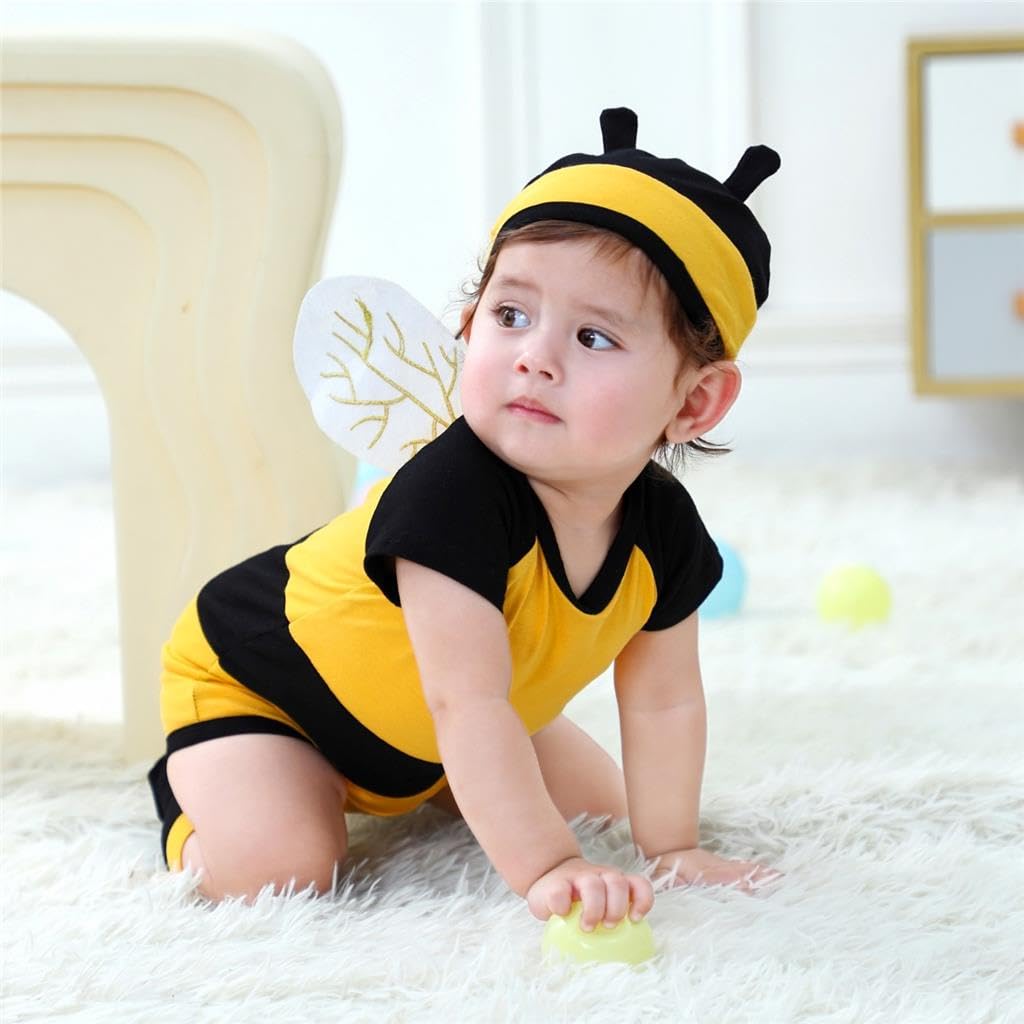 Dressy Daisy Kombinezon dla noworodka Pszczółka Kostium Body Strój imprezowy z Rozmiarami Miesiące Skrzydła, Skarpetki, Czapka, 9-12