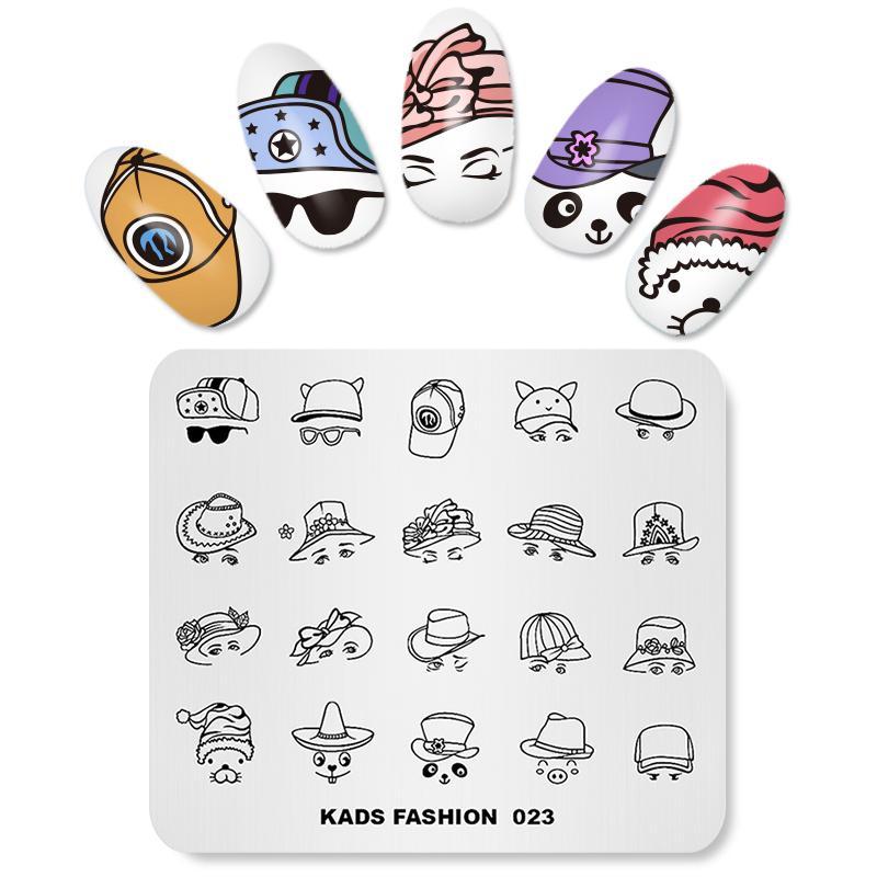 kads Nail Art Stamp Plate Fashion 023 Cap Cartoon Lovely Design Nail Stamping Template Decorations DIY Image Template