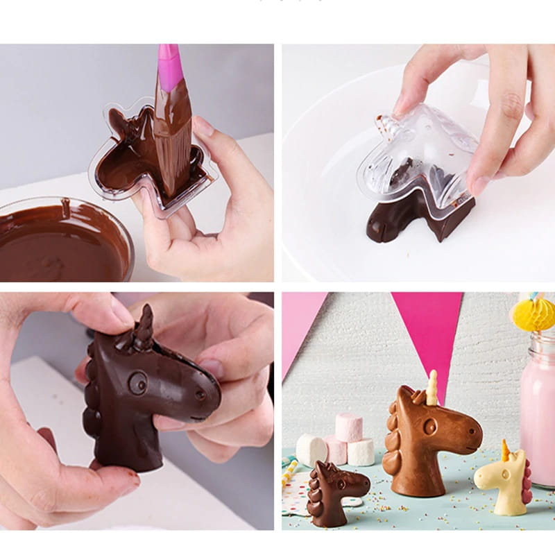 3D Unicorn Chocolate Polycarbonate Mold 2 Pcs