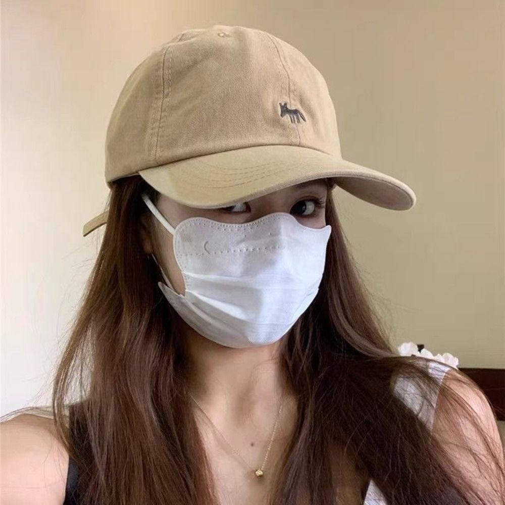 Animals Canvas Baseball Hat Embroidered Sun Hat Casual Embroidery Baseball Cap  Girl