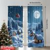 2pcs 2D flat printing Merry Christmas Popular Curtains Santa Sleigh Village Snow 100% Polyester Without Electricity Party