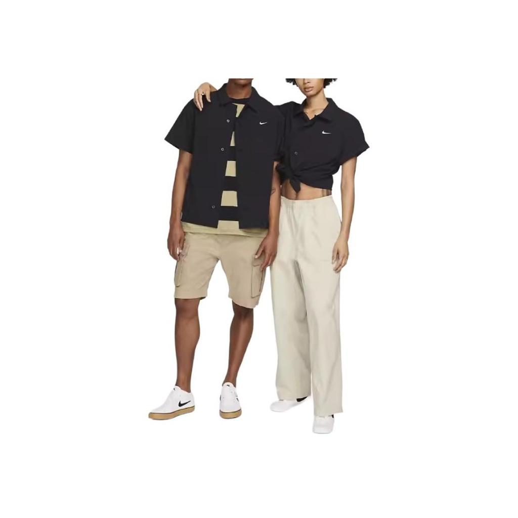 Nike Casual Loose-Fit Short-Sleeve Shirt With Turn-Down Collar Unisex Tops Black DV9074-010