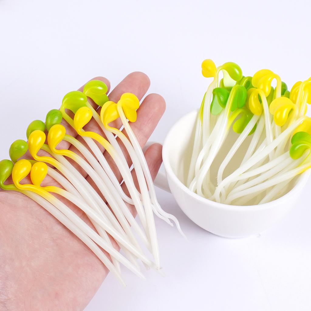 20Pcs Fun Bean Sprouts Elastic Stretch Toys Simulation Stress Relief Props Soft Squeeze Kitchen Decoration Anxiety Relief Toy