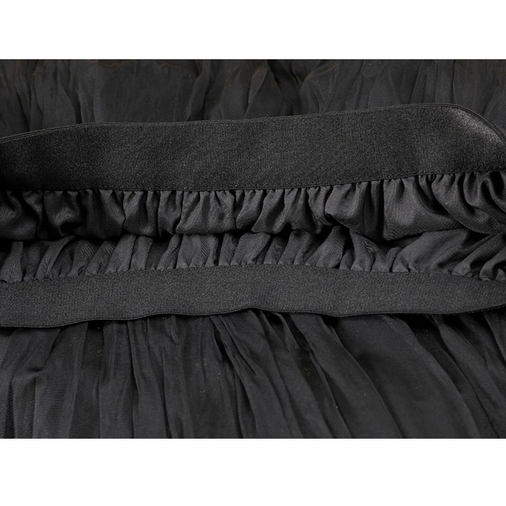 DIMANAF 2026 Summer Women New Skirts Solid Elastic Waist Pleated Mesh Elegant Skirts Yellow